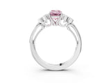 White gold Fancy Pink Emerald  Cut Diamond Engagement Ring with Bezel Set Round Side Stones and Prong Setting_55