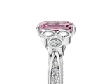 White gold Fancy Pink Emerald  Cut Diamond Engagement Ring with Bezel Set Round Side Stones and Prong Setting_57