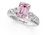 White gold Fancy Pink Emerald  Cut Diamond Engagement Ring with Pavé Band and Four-Prong Setting_4