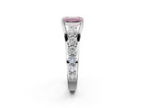 White gold Fancy Pink Emerald  Cut Diamond Engagement Ring with Pavé Band and Four-Prong Setting_5