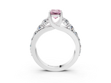 White gold Fancy Pink Emerald  Cut Diamond Engagement Ring with Pavé Band and Four-Prong Setting_6