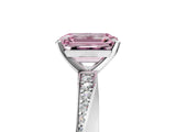 White gold Fancy Pink Emerald Cut Diamond Engagement Ring with Side Stone Accents and Four-Prong Setting_113