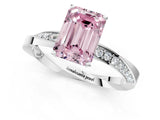 White gold Fancy Pink Emerald Cut Diamond Engagement Ring with Side Stone Accents and Four-Prong Setting_13