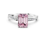 White gold Fancy Pink Emerald Cut Diamond Engagement Ring with Side Stone Accents and Four-Prong Setting_24