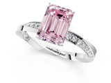 White gold Fancy Pink Emerald Cut Diamond Engagement Ring with Side Stone Accents and Four-Prong Setting_25