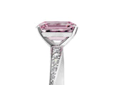 White gold Fancy Pink Emerald Cut Diamond Engagement Ring with Side Stone Accents and Four-Prong Setting_29