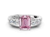 White gold Fancy Pink Emerald  Cut Diamond Five-Stone Prong Set White Gold Ring_32