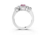 White gold Fancy Pink Emerald  Cut Diamond Five-Stone Prong Set White Gold Ring_35