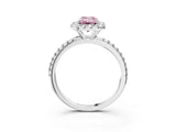 White gold Fancy Pink Emerald  Cut Diamond Floral Halo Engagement Ring with Pavé Band and Prong Setting_52