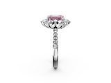 White gold Fancy Pink Emerald  Cut Diamond Floral Halo Pave Band with Prong Setting_39