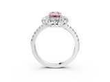 White gold Fancy Pink Emerald  Cut Diamond Floral Halo Pave Band with Prong Setting_40