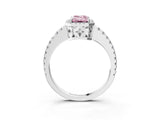 White gold Fancy Pink Emerald Cut Diamond Halo Engagement Ring with Pavé Band and Prong Setting_42