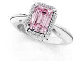 White gold Fancy Pink Emerald  Cut Diamond Halo Engagement Ring with Split Shank and Four-Prong Setting_91