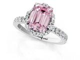 White gold Fancy Pink Emerald Cut Diamond Halo Pave Band with Four-Prong Setting_4
