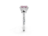 White gold Fancy Pink Emerald Cut Diamond Halo Pave Band with Four-Prong Setting_5