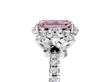 White gold Fancy Pink Emerald Cut Diamond Halo Pave Band with Four-Prong Setting_8