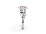White gold Fancy Pink Emerald Cut Diamond Halo Ring with Milgrain Pavé Band and Four-Prong Setting_51