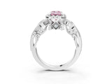 White gold Fancy Pink Emerald Cut Diamond Halo Ring with Milgrain Pavé Band and Four-Prong Setting_52