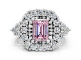 White gold Fancy Pink Emerald Cut Diamond Halo Ring with Pavé Band and Four-Prong Setting_52