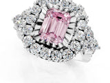 White gold Fancy Pink Emerald Cut Diamond Halo Ring with Pavé Band and Four-Prong Setting_53
