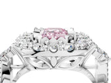 White gold Fancy Pink Emerald Cut Diamond Halo Ring with Pavé Band and Four-Prong Setting_56