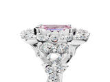 White gold Fancy Pink Emerald Cut Diamond Halo Ring with Pavé Band and Four-Prong Setting_59