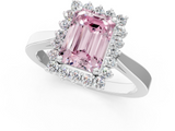 White gold Fancy Pink Emerald  Cut Diamond Halo Ring with Round Brilliant Halo and Solitaire Band_88