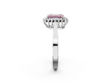 White gold Fancy Pink Emerald  Cut Diamond Halo Ring with Round Brilliant Halo and Solitaire Band_89