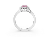 White gold Fancy Pink Emerald  Cut Diamond Halo Ring with Round Brilliant Halo and Solitaire Band_90