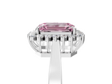 White gold Fancy Pink Emerald  Cut Diamond Halo Ring with Round Brilliant Halo and Solitaire Band_91