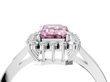 White gold Fancy Pink Emerald  Cut Diamond Halo Ring with Round Brilliant Halo and Solitaire Band_91