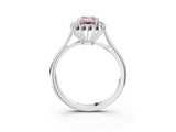 White gold Fancy Pink Emerald  Cut Diamond Halo Ring with Solitaire Band and Prong Setting_44