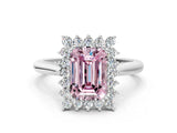 White gold Fancy Pink Emerald  Cut Diamond Halo Ring with Solitaire Band and Prong Setting_53