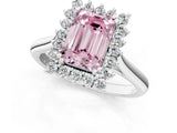 White gold Fancy Pink Emerald  Cut Diamond Halo Ring with Solitaire Band and Prong Setting_54