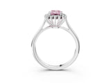 White gold Fancy Pink Emerald  Cut Diamond Halo Ring with Solitaire Band and Prong Setting_56