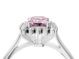White gold Fancy Pink Emerald  Cut Diamond Halo Ring with Solitaire Band and Prong Setting_57