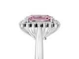 White gold Fancy Pink Emerald  Cut Diamond Halo Ring with Solitaire Band and Prong Setting_58