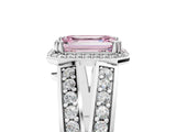 White gold Fancy Pink Emerald Cut Diamond Halo Ring with Split Shank Pavé Band and Four-Prong Setting_17