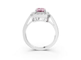 White gold Fancy Pink Emerald Cut Diamond Halo Ring with Split Shank and Four-Prong Setting_46