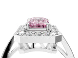 White gold Fancy Pink Emerald Cut Diamond Halo Ring with Split Shank and Four-Prong Setting_51