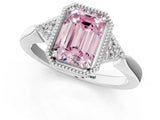 White gold Fancy Pink Emerald Cut Diamond Halo Ring with Tapered Band and Four-Prong Setting_20