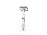 White gold Fancy Pink Emerald Cut Diamond Halo Ring with Tapered Band and Four-Prong Setting_21