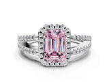 White gold Fancy Pink Emerald Cut Diamond Halo Split Shank Engagement Ring_51