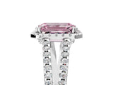 White gold Fancy Pink Emerald Cut Diamond Halo Split Shank Engagement Ring_56