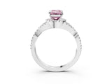 White gold Fancy Pink Emerald Cut Diamond  Halo Twist Band Solitaire Prong Setting Ring_18