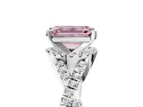 White gold Fancy Pink Emerald Cut Diamond  Halo Twist Band Solitaire Prong Setting Ring_20