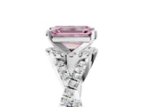 White gold Fancy Pink Emerald Cut Diamond  Halo Twist Band Solitaire Prong Setting Ring_29