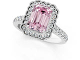 White gold Fancy Pink Emerald  Cut Diamond Milgrain Floral Halo Engagement Ring with Pavé Band_16