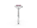 White gold Fancy Pink Emerald  Cut Diamond Milgrain Floral Halo Engagement Ring with Pavé Band_17
