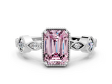 White gold Fancy Pink Emerald  Cut Diamond Milgrain Marquise Band with Prong Setting_3